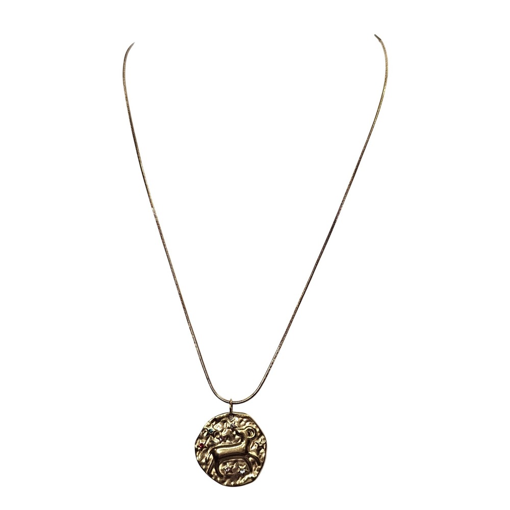 Aires Zodiac Coin Pendant Dainty Gold Necklace Stainless Steel Layering Necklace - Picture 4 of 7